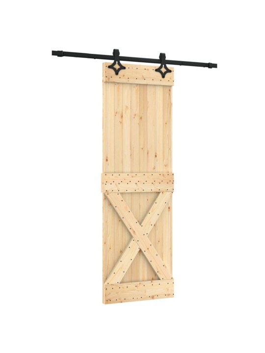 Posuvné dveře s kováním 70 x 210 cm masivní borové dřevo