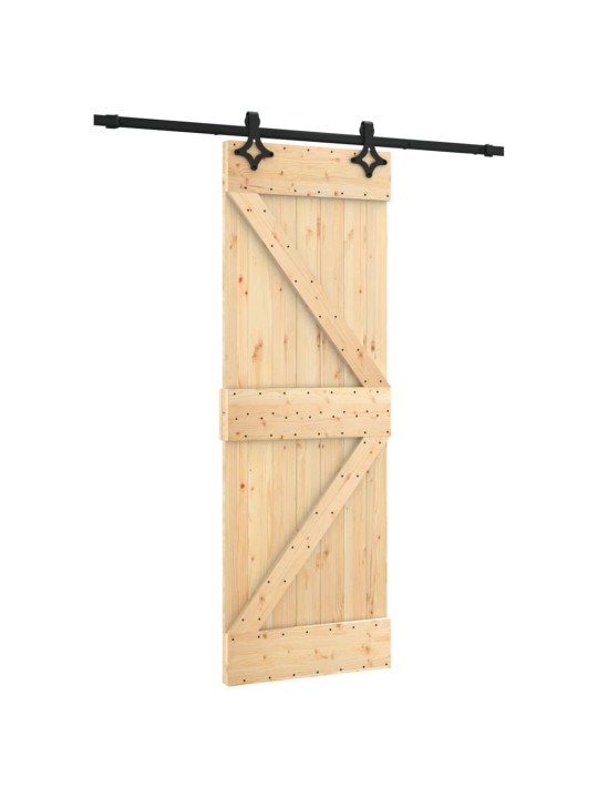 Posuvné dveře s kováním 70 x 210 cm masivní borové dřevo