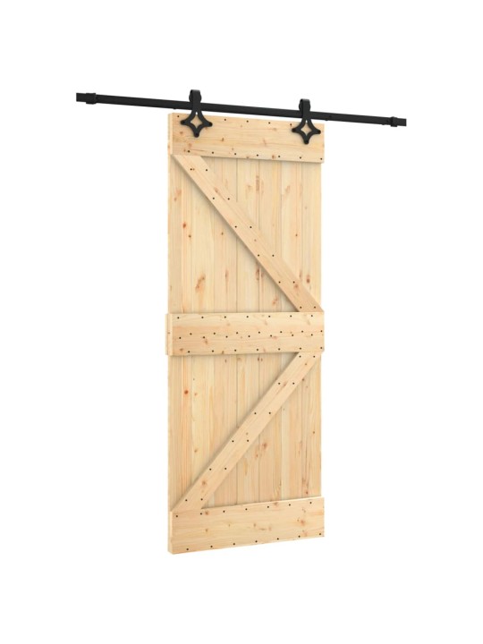 Posuvné dveře s kováním 85 x 210 cm masivní borové dřevo