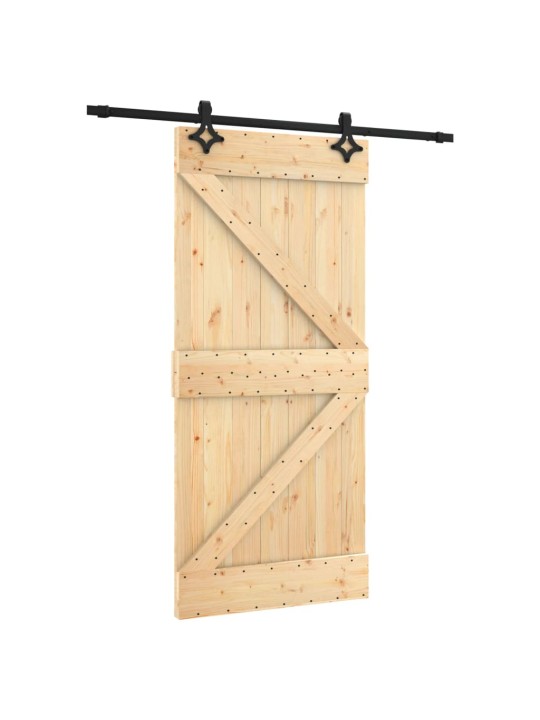Posuvné dveře s kováním 95 x 210 cm masivní borové dřevo