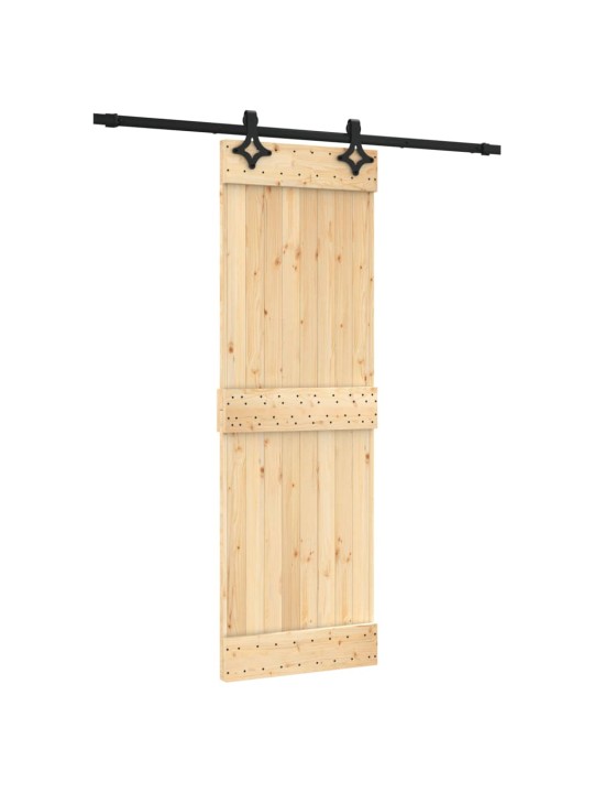 Posuvné dveře s kováním 70 x 210 cm masivní borové dřevo
