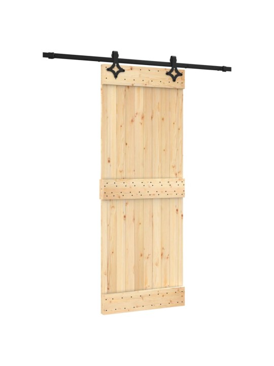Posuvné dveře s kováním 80 x 210 cm masivní borové dřevo