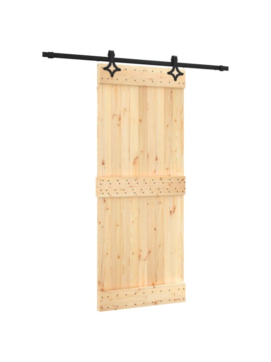 Posuvné dveře s kováním 85 x 210 cm masivní borové dřevo