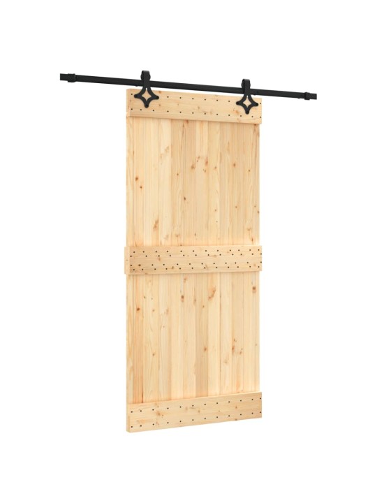 Posuvné dveře s kováním 95 x 210 cm masivní borové dřevo