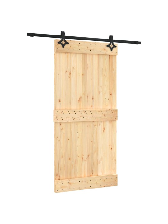 Posuvné dveře s kováním 100 x 210 cm masivní borové dřevo