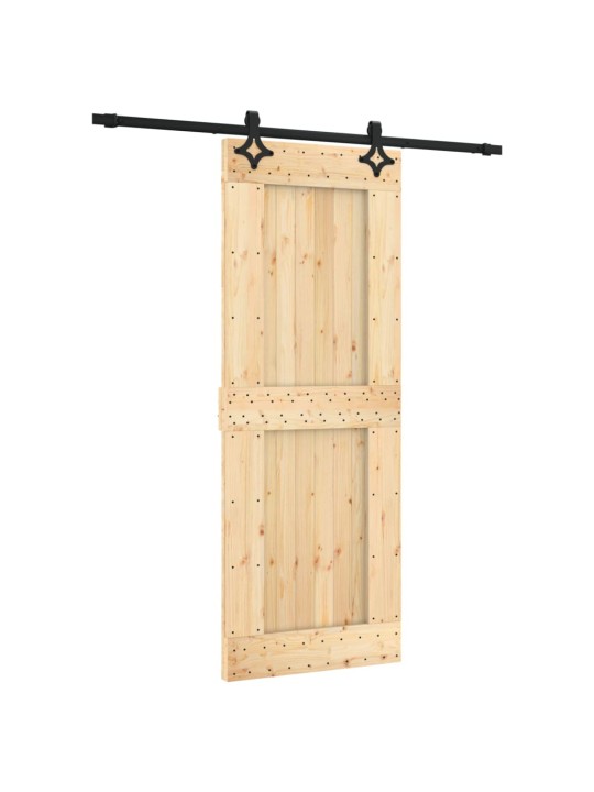 Posuvné dveře s kováním 80 x 210 cm masivní borové dřevo