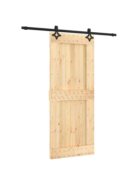 Posuvné dveře s kováním 85 x 210 cm masivní borové dřevo