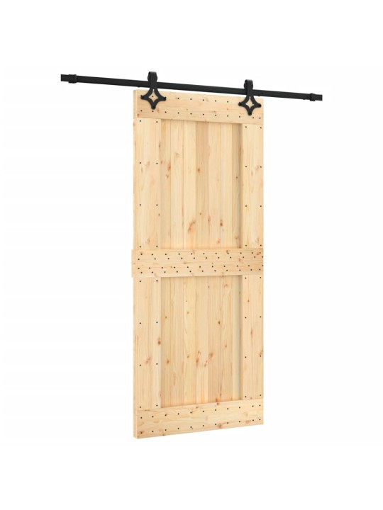 Posuvné dveře s kováním 90 x 210 cm masivní borové dřevo