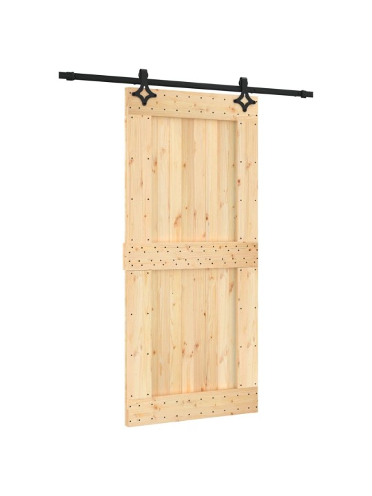 Posuvné dveře s kováním 95 x 210 cm masivní borové dřevo