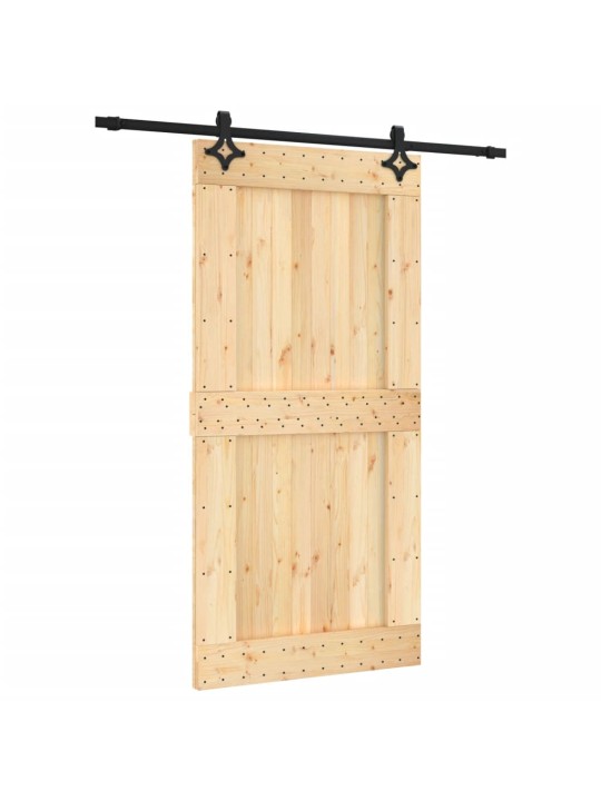 Posuvné dveře s kováním 100 x 210 cm masivní borové dřevo