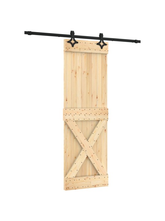 Posuvné dveře s kováním 70 x 210 cm masivní borové dřevo