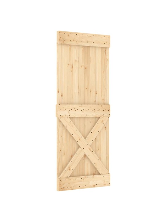 Posuvné dveře s kováním 80 x 210 cm masivní borové dřevo