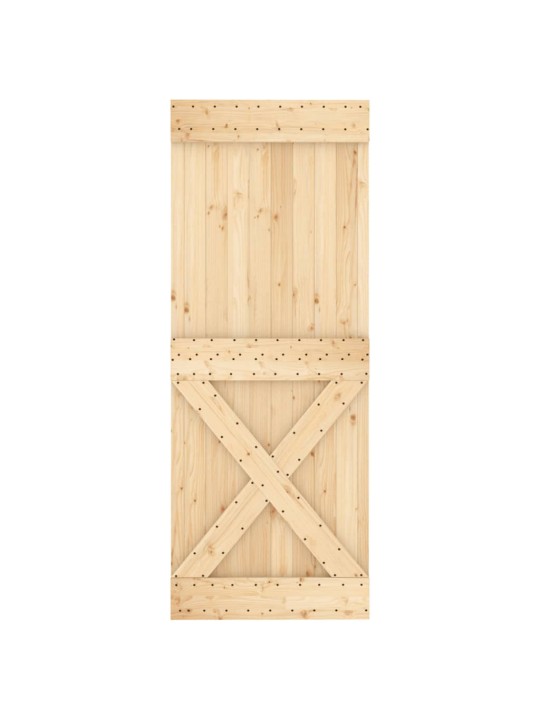 Posuvné dveře s kováním 80 x 210 cm masivní borové dřevo