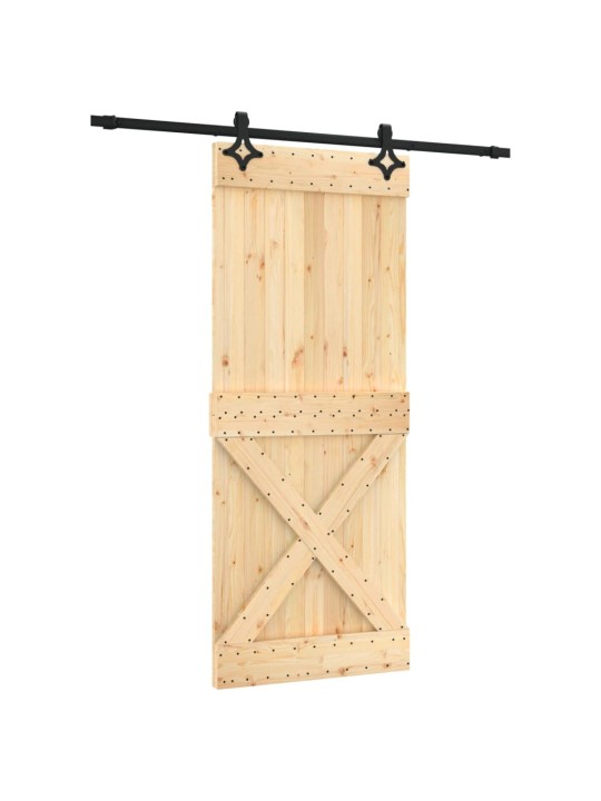 Posuvné dveře s kováním 85 x 210 cm masivní borové dřevo