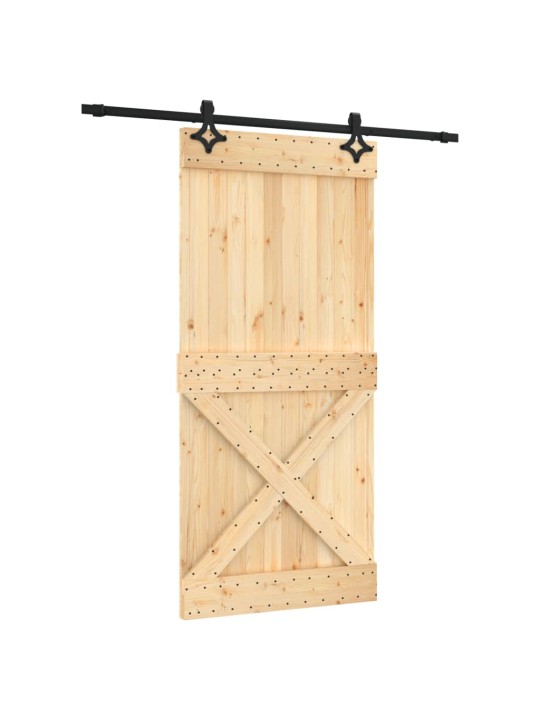 Posuvné dveře s kováním 95 x 210 cm masivní borové dřevo
