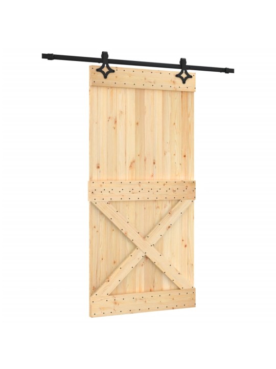 Posuvné dveře s kováním 100 x 210 cm masivní borové dřevo
