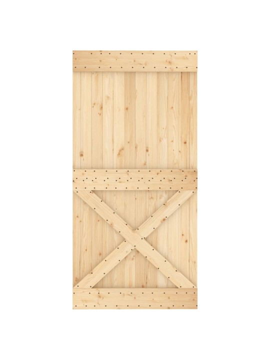Posuvné dveře s kováním 100 x 210 cm masivní borové dřevo