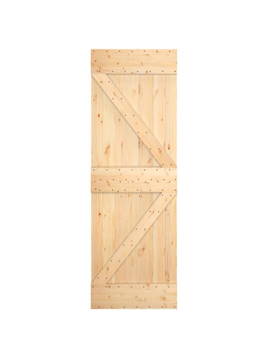 Posuvné dveře s kováním 70 x 210 cm masivní borové dřevo
