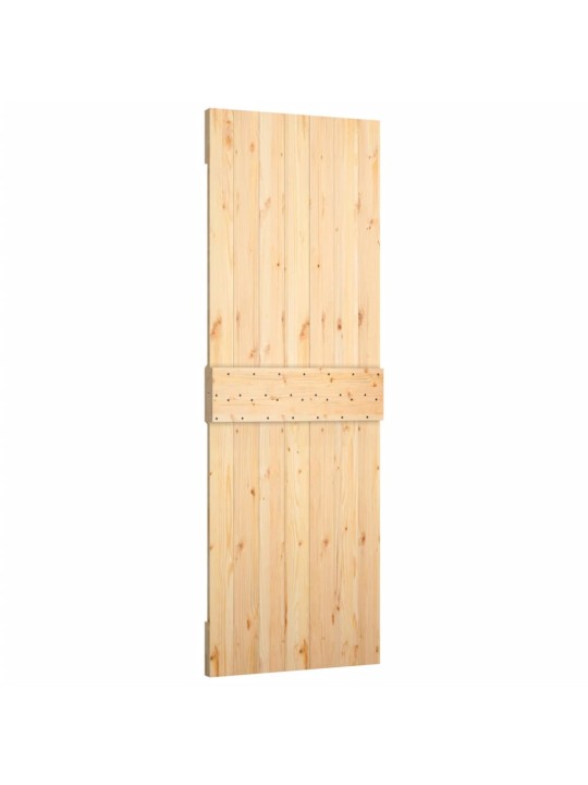 Posuvné dveře s kováním 70 x 210 cm masivní borové dřevo