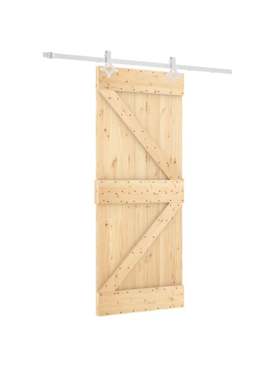 Posuvné dveře s kováním 85 x 210 cm masivní borové dřevo