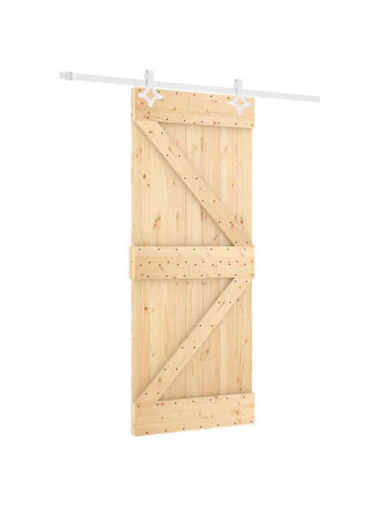 Posuvné dveře s kováním 80 x 210 cm masivní borové dřevo