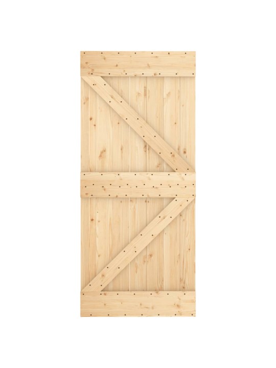 Posuvné dveře s kováním 90 x 210 cm masivní borové dřevo