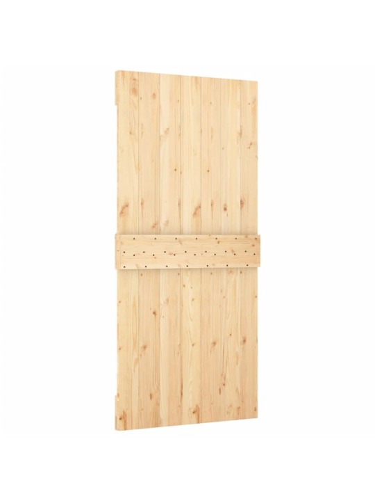 Posuvné dveře s kováním 90 x 210 cm masivní borové dřevo