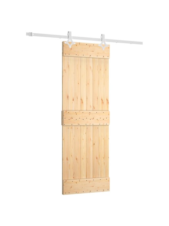 Posuvné dveře s kováním 70 x 210 cm masivní borové dřevo