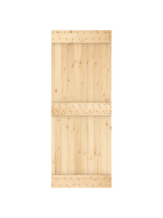 Posuvné dveře s kováním 80 x 210 cm masivní borové dřevo
