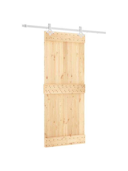Posuvné dveře s kováním 85 x 210 cm masivní borové dřevo
