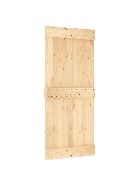 Posuvné dveře s kováním 90 x 210 cm masivní borové dřevo