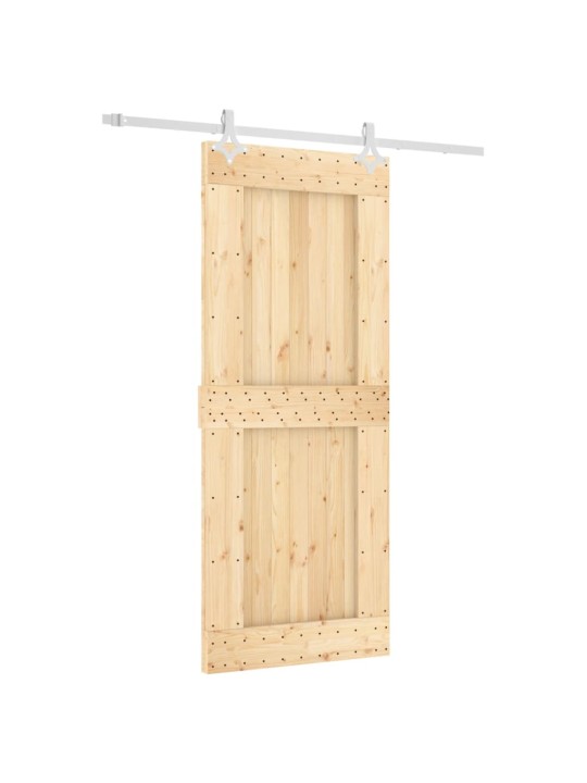 Posuvné dveře s kováním 85 x 210 cm masivní borové dřevo