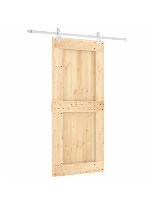 Posuvné dveře s kováním 90 x 210 cm masivní borové dřevo