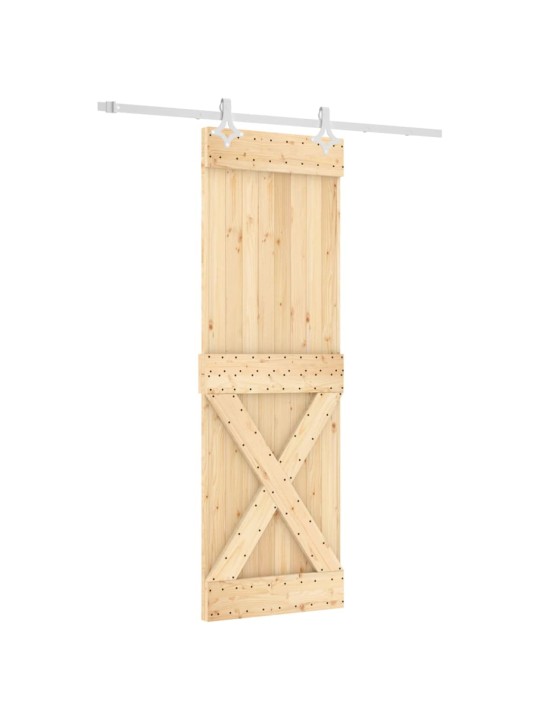 Posuvné dveře s kováním 70 x 210 cm masivní borové dřevo