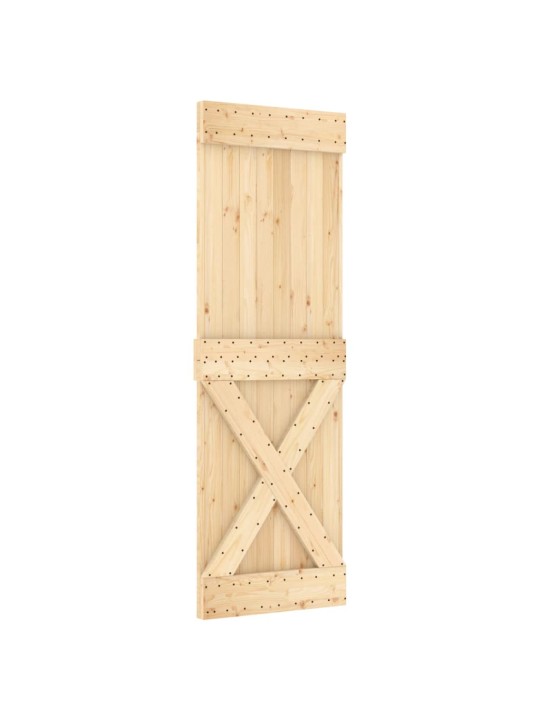 Posuvné dveře s kováním 70 x 210 cm masivní borové dřevo