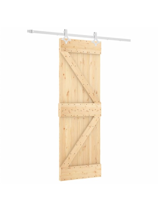 Posuvné dveře s kováním 70 x 210 cm masivní borové dřevo