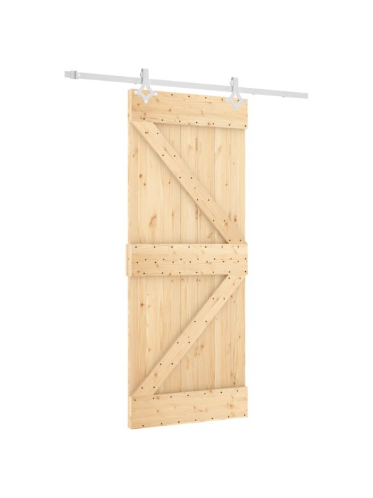 Posuvné dveře s kováním 85 x 210 cm masivní borové dřevo