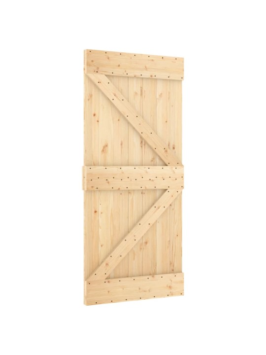 Posuvné dveře s kováním 95 x 210 cm masivní borové dřevo