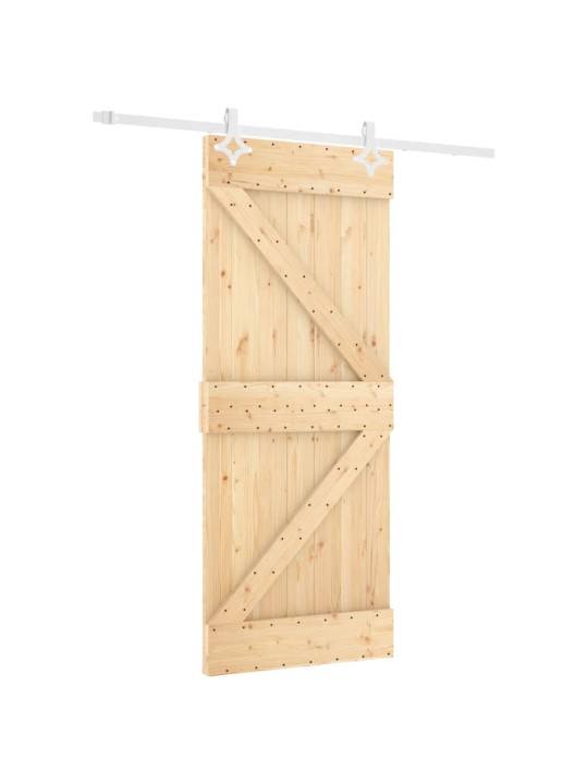 Posuvné dveře s kováním 80 x 210 cm masivní borové dřevo
