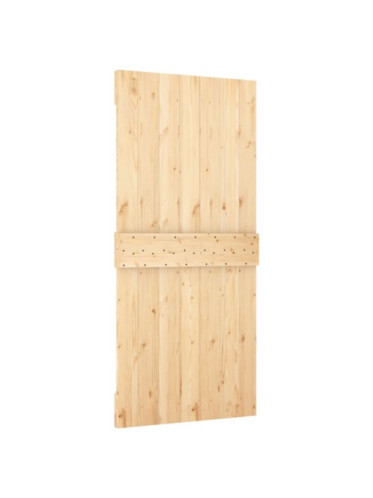 Posuvné dveře s kováním 90 x 210 cm masivní borové dřevo