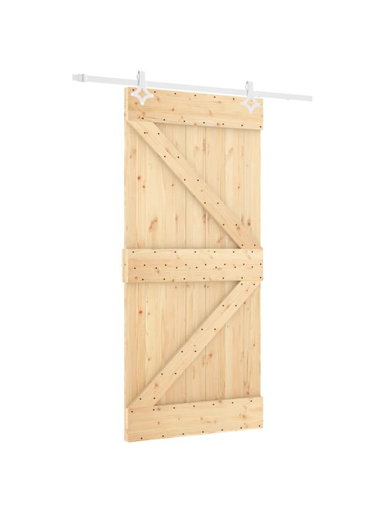 Posuvné dveře s kováním 100 x 210 cm masivní borové dřevo