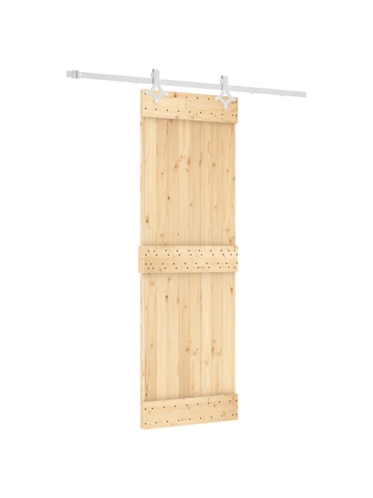 Posuvné dveře s kováním 70 x 210 cm masivní borové dřevo