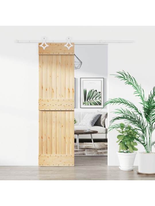 Posuvné dveře s kováním 70 x 210 cm masivní borové dřevo