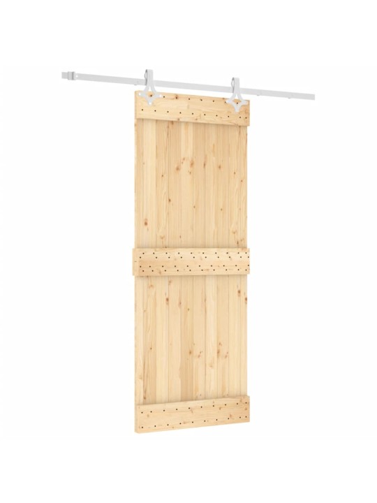 Posuvné dveře s kováním 80 x 210 cm masivní borové dřevo