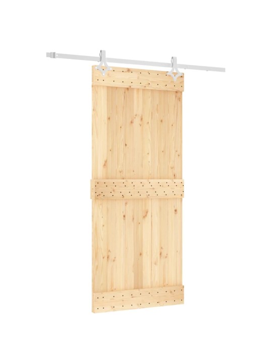 Posuvné dveře s kováním 90 x 210 cm masivní borové dřevo