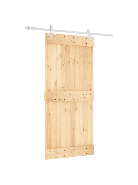 Posuvné dveře s kováním 95 x 210 cm masivní borové dřevo