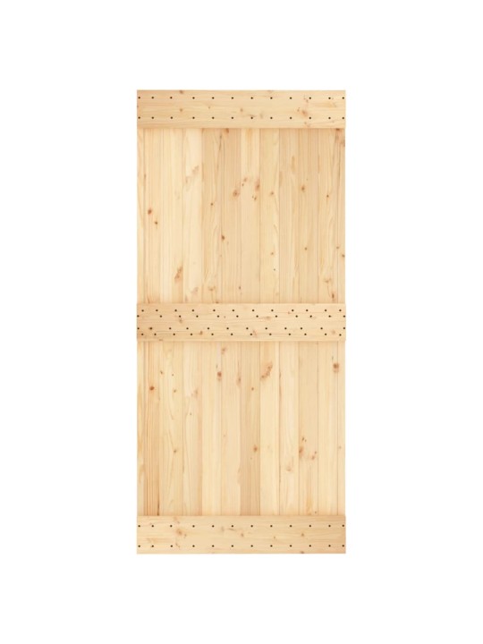 Posuvné dveře s kováním 95 x 210 cm masivní borové dřevo