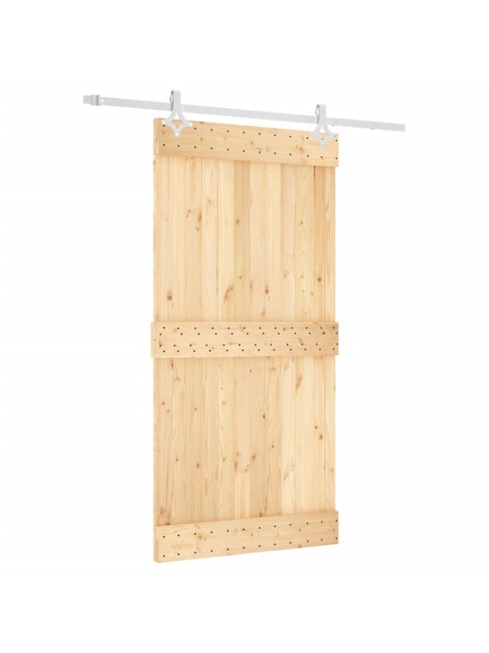 Posuvné dveře s kováním 100 x 210 cm masivní borové dřevo