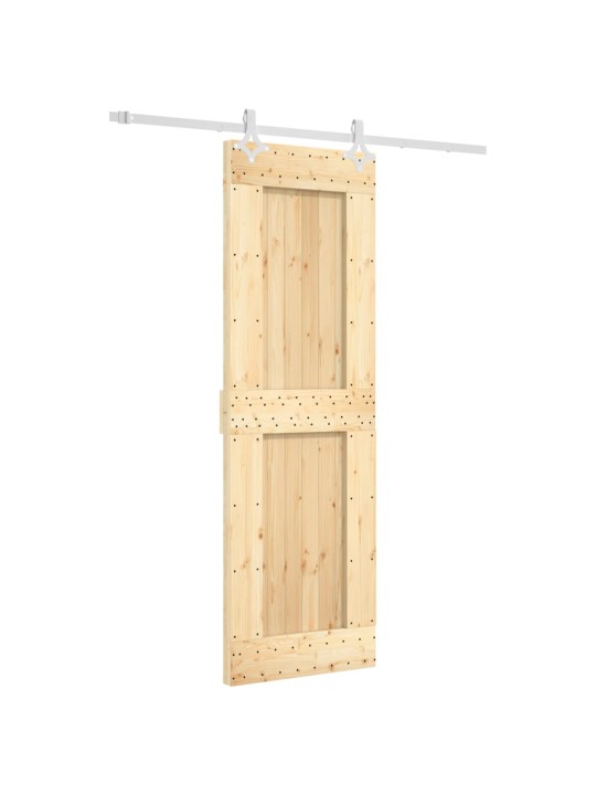 Posuvné dveře s kováním 70 x 210 cm masivní borové dřevo