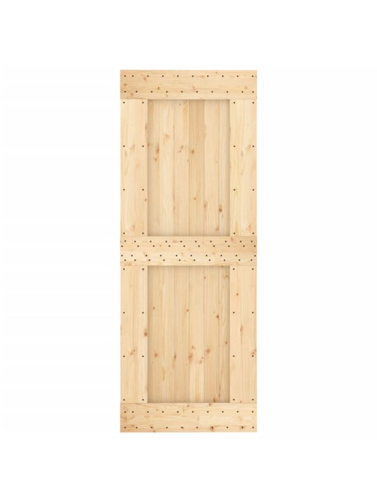 Posuvné dveře s kováním 85 x 210 cm masivní borové dřevo